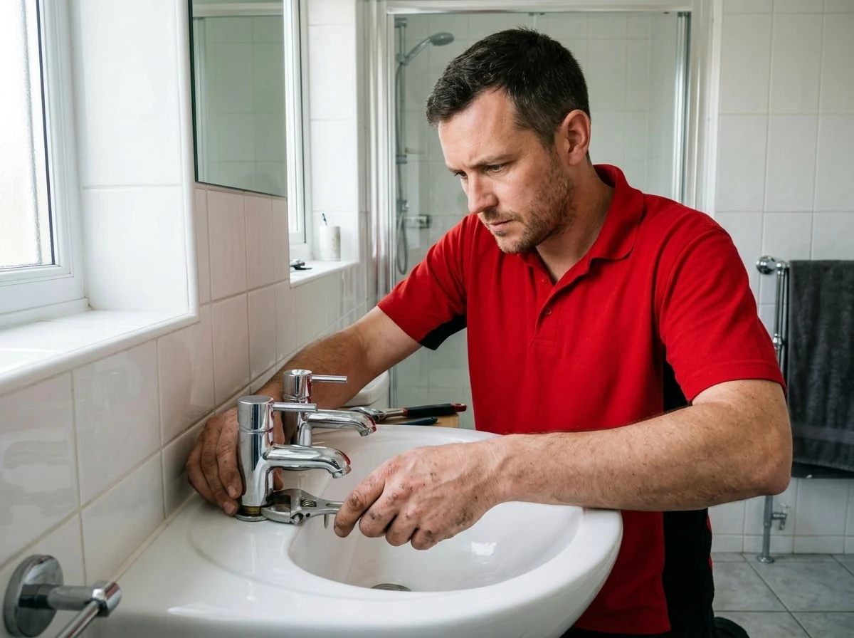 Loughton Plumbers engineer fitting a new bathroom in Loughton