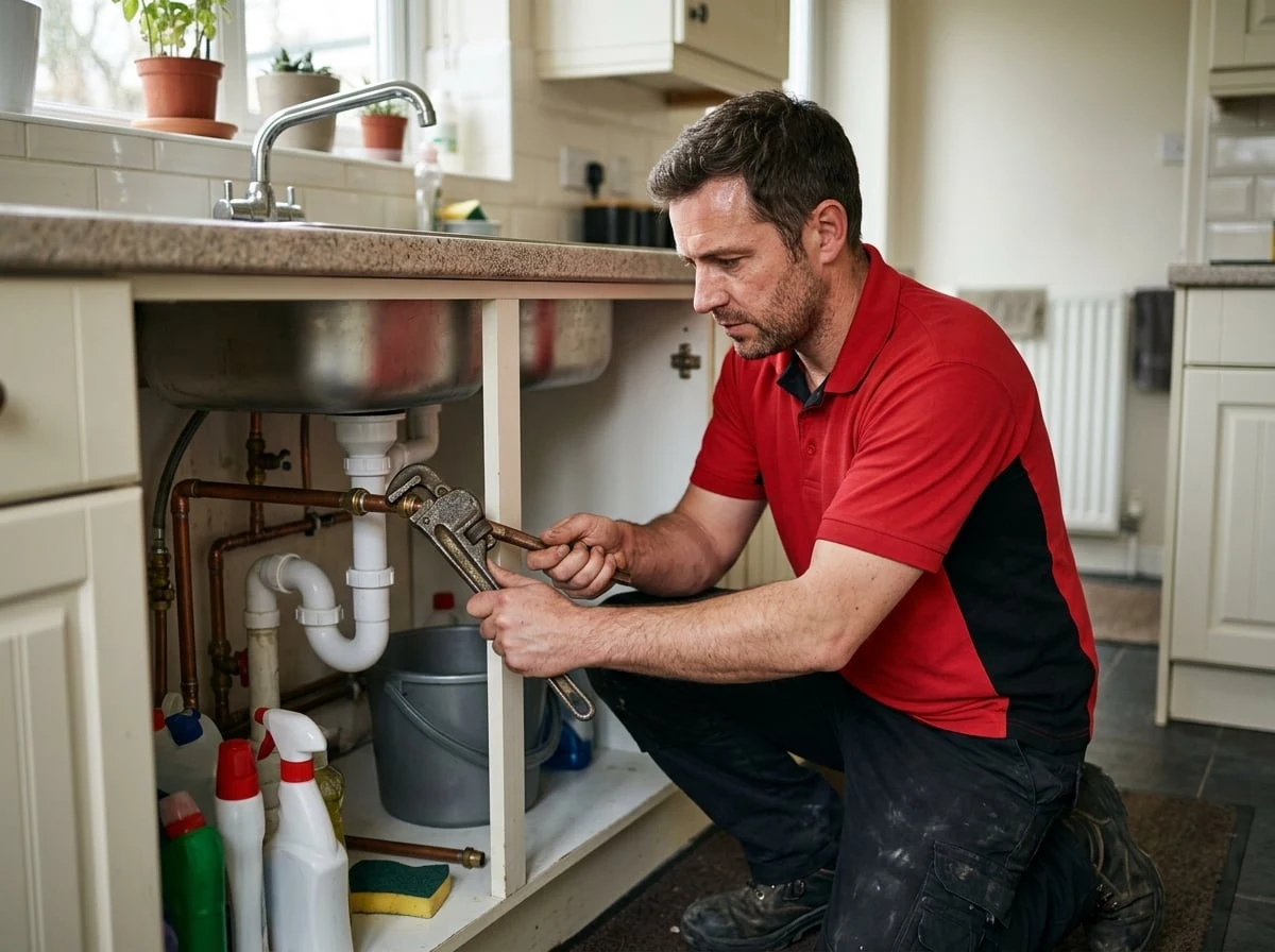 Loughton Plumbers engineer carrying out emergency plumbing on a burst pipe in Loughton